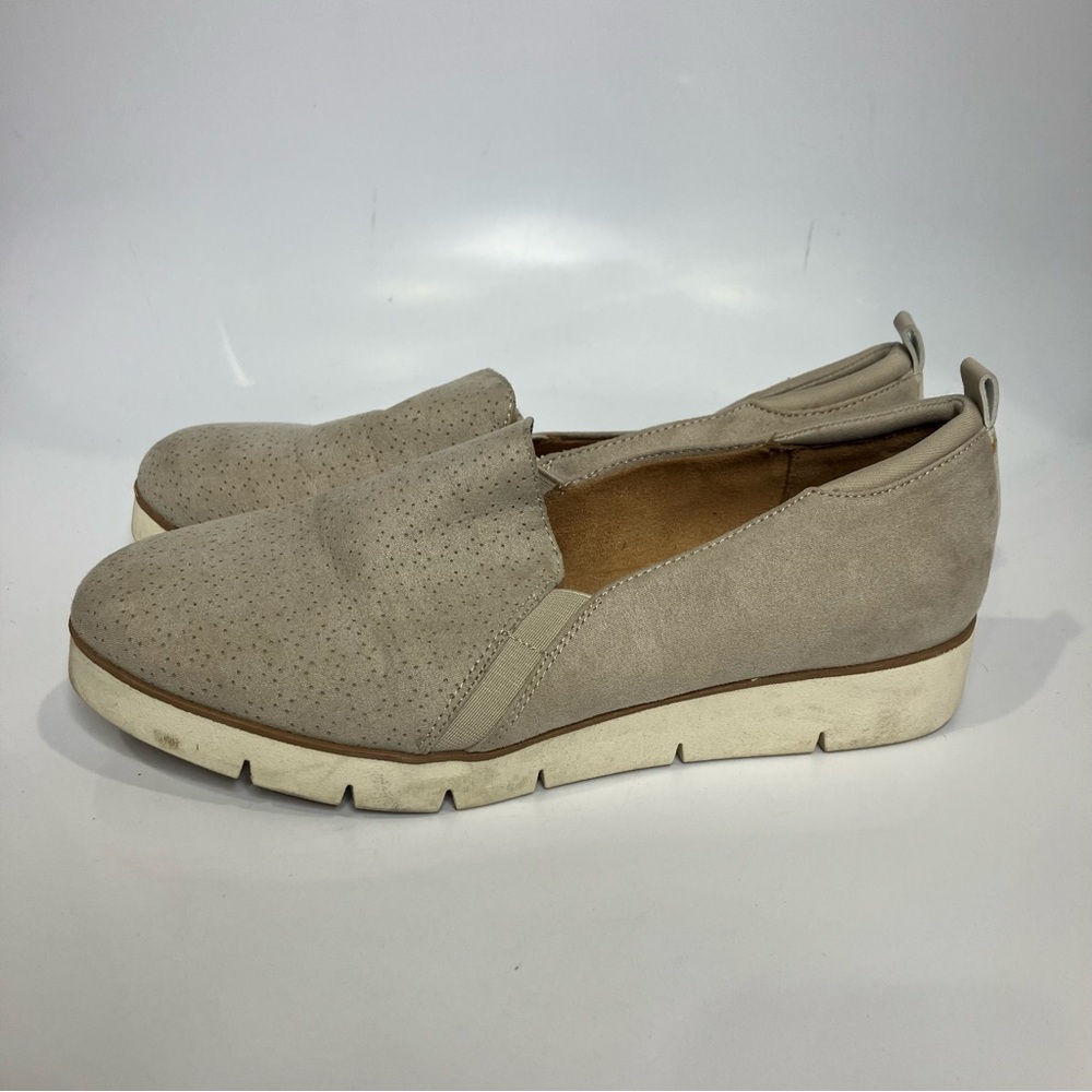 Dr. Scholl's tan‎ perforated faux suede casual neutral minimal women's size 8.5